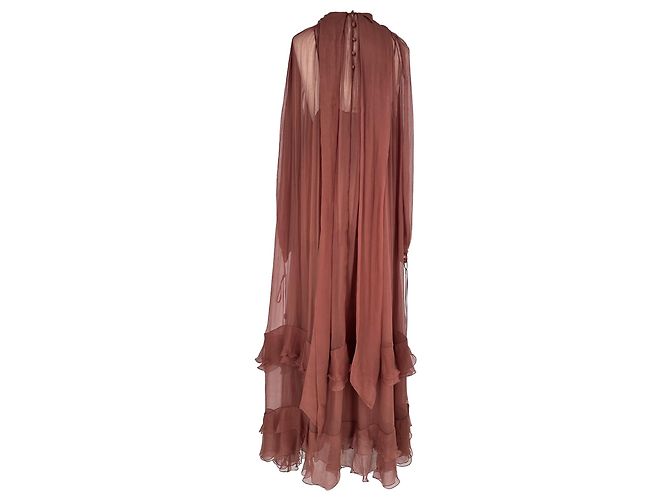 Abito lungo arricciato Chloé in seta Rose Pink - vista 3