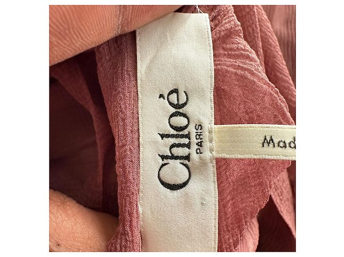 Abito lungo arricciato Chloé in seta Rose Pink - vista 4
