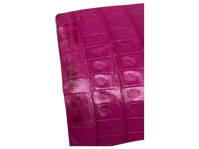 Autre Marque Borsa a pochette con patta Nancy Gonzalez in pelle di coccodrillo rosa - vista 12