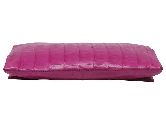 Autre Marque Borsa a pochette con patta Nancy Gonzalez in pelle di coccodrillo rosa - vista 5