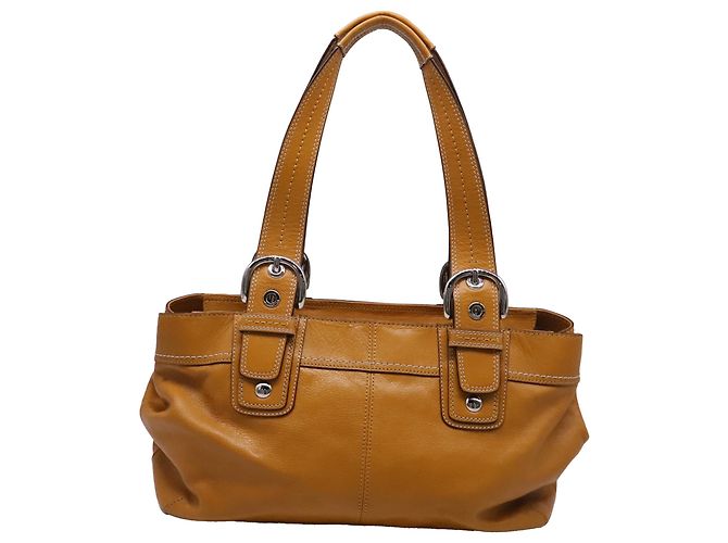 Borsa Tote plissettata Coach Soho in pelle Camel - vista 4
