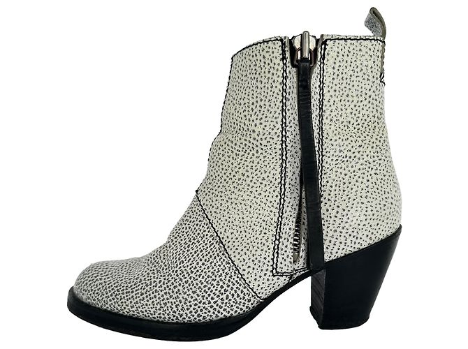 Botas de cano curto com fecho Acne Studios em pele branca texturada - vista 7