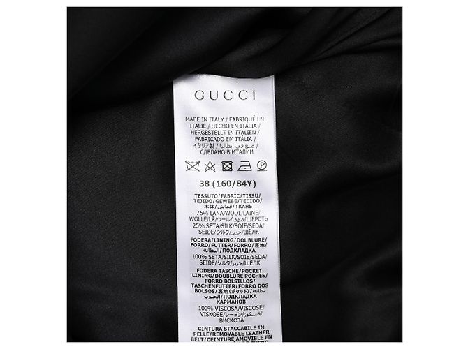 Blazer Gucci com gola mandarim e cinto em lã preta - vista 6
