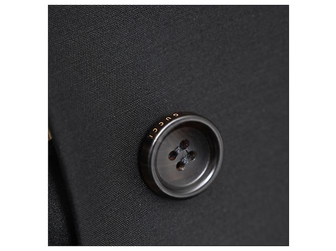 Blazer Gucci com gola mandarim e cinto em lã preta - vista 8