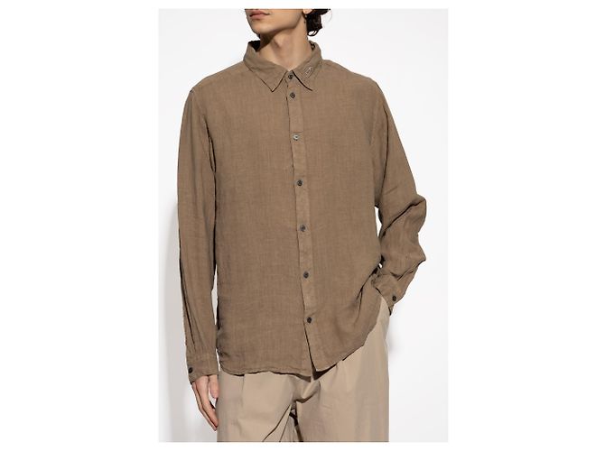Camicia Diesel S-WERP in lino verde - vista 3