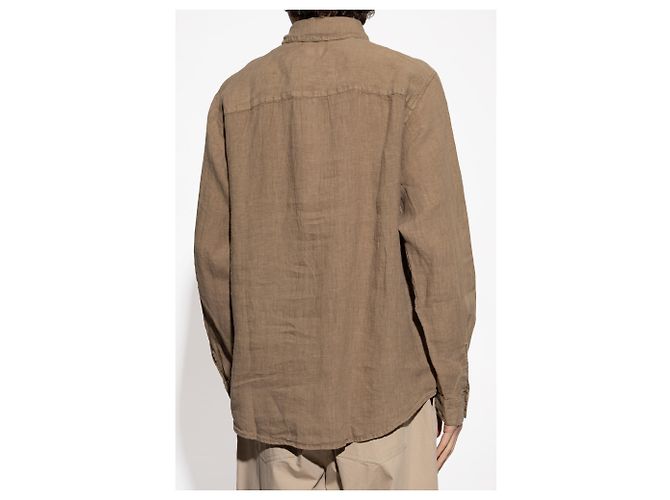 Camicia Diesel S-WERP in lino verde - vista 4