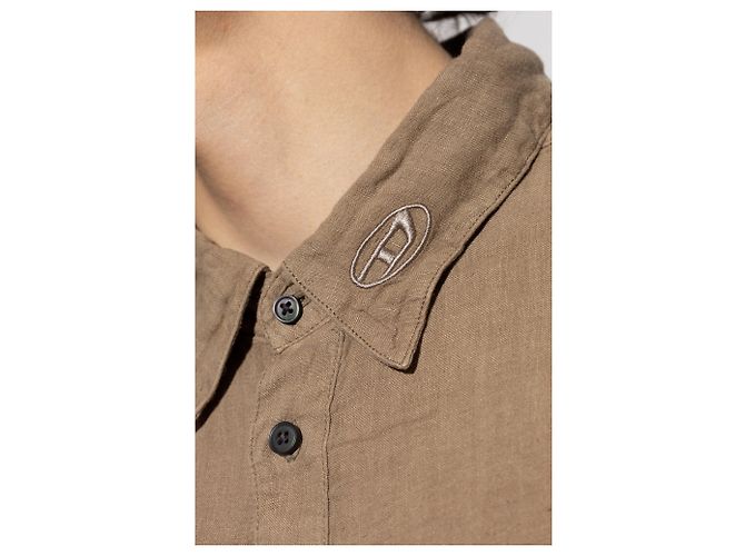 Camicia Diesel S-WERP in lino verde - vista 5