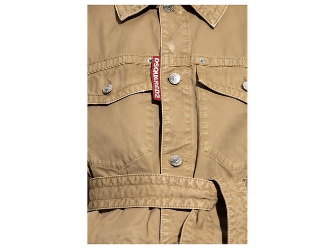 Camicia Dsquared2 in cotone beige con cintura - vista 5