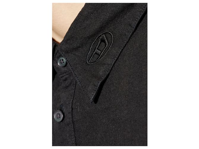 Camicia Diesel S-WERP in lino nero - vista 5