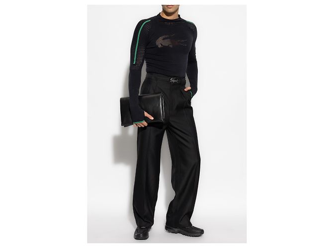 Top Lacoste in lana nero con logo - vista 2