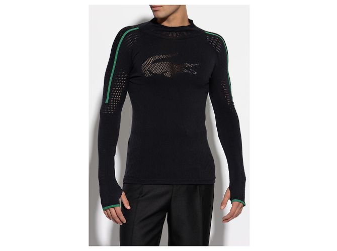 Top Lacoste in lana nero con logo - vista 3