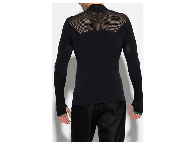 Top Lacoste in lana nero con logo - vista 4