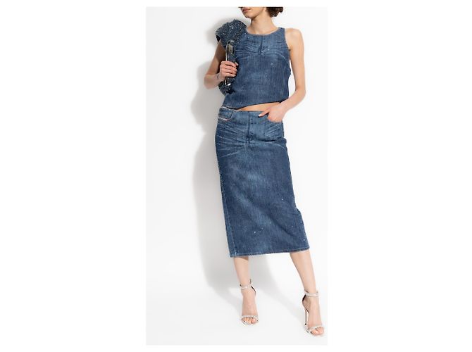 Diesel DE-PLAQUE-S Top aus blauer Baumwolle - Ansicht 2