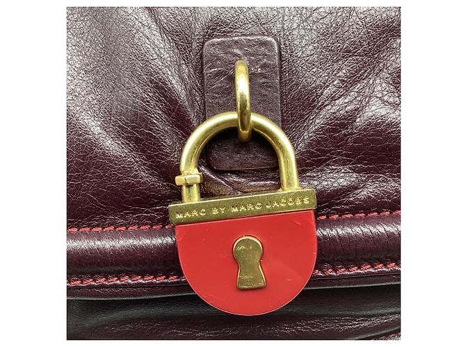 Borsa Hobo Marc by Marc Jacobs con lucchetto in pelle Burgundy - vista 13