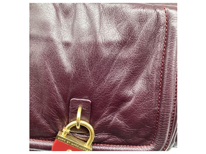 Borsa Hobo Marc by Marc Jacobs con lucchetto in pelle Burgundy - vista 14