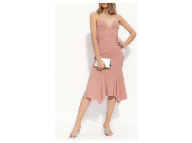 Dsquared2 Rosa Midi Kleid mit Spaghetti Trägern - Ansicht 2