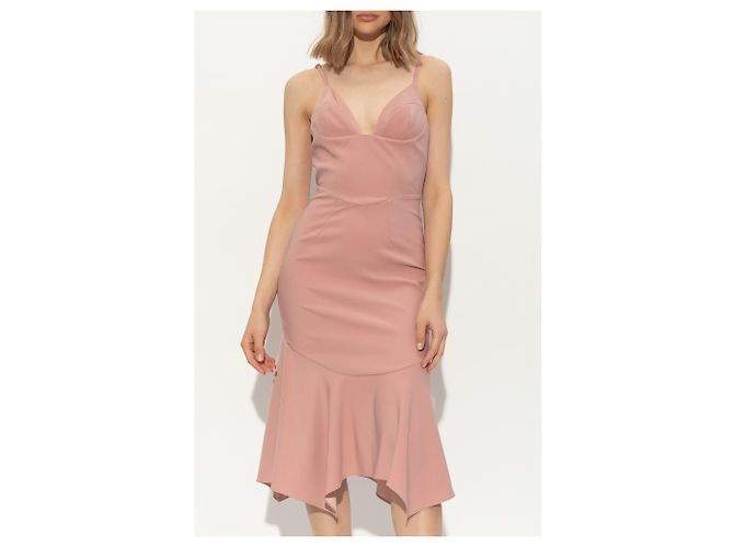 Dsquared2 Rosa Midi Kleid mit Spaghetti Trägern - Ansicht 3