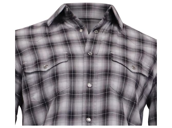 Tom Ford Plaid Button-Down Shirt in Grey Cotton - view 2