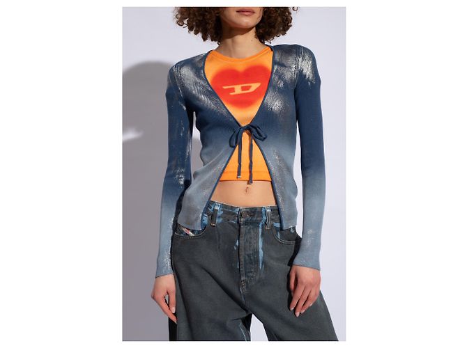 Diesel M-ISOLDE Cardigan marineblau Baumwolle - Ansicht 3