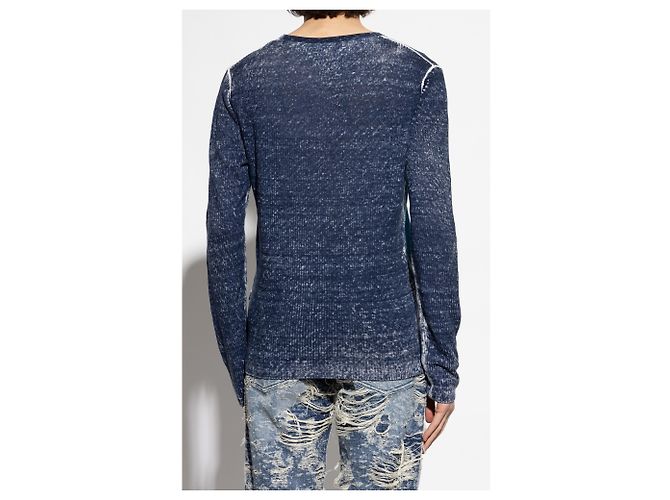 Top in lino a coste K-ROD Diesel blu - vista 4