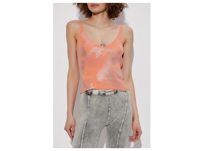 Diesel M-ISMINA geripptes Baumwoll-Top orange - Ansicht 3