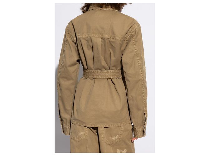 Dsquared2 Hemd aus Baumwolle in Beige mit Gürtel - Ansicht 4