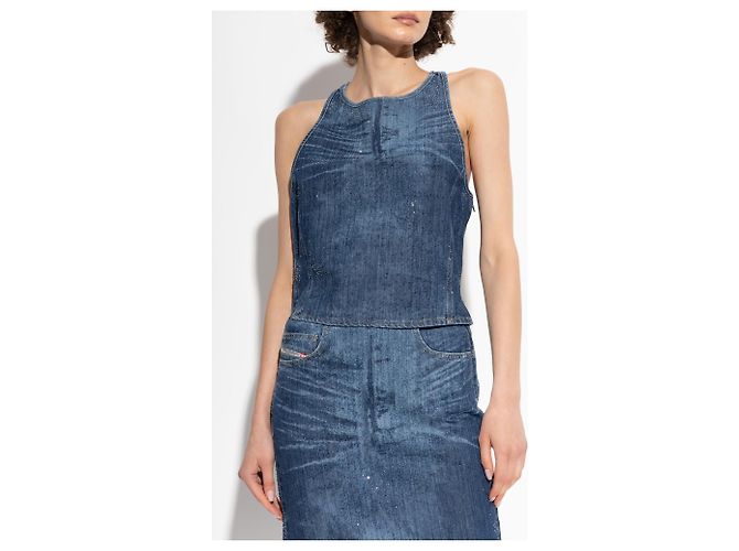 Diesel DE-PLAQUE-S Top aus blauer Baumwolle - Ansicht 3