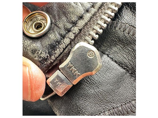 Acne Studios Patchwork Zip-Up Biker Jacket in Black Lamb Leather - view 5
