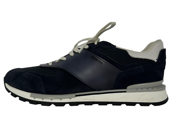 Sneakers Berluti Run Track in camoscio e pelle nera - vista 2