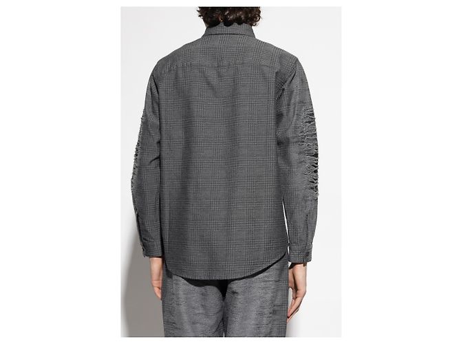 Camicia Diesel S-OLOV grigia a quadretti in cotone e viscosa - vista 4