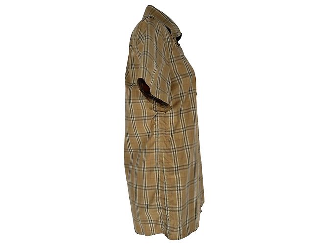 Polo de manga curta Burberry Check em algodão castanho - vista 2