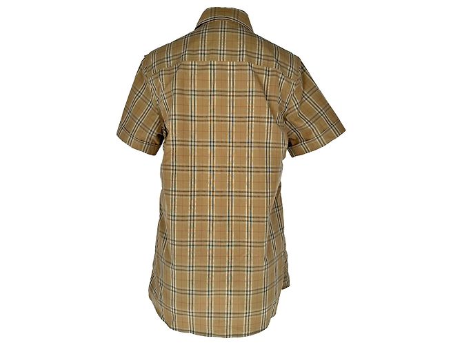 Polo de manga curta Burberry Check em algodão castanho - vista 4