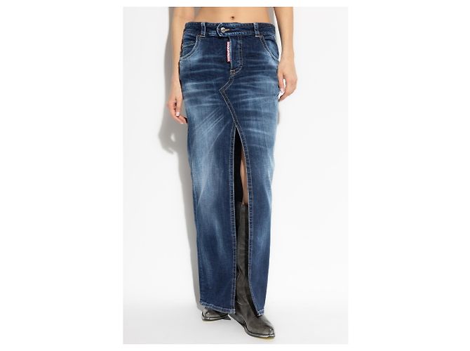Gonna in denim blu Dsquared2 - vista 3