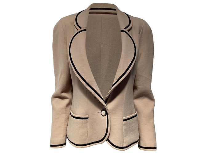 Blazer Chanel de peito único em lã bege - vista 4