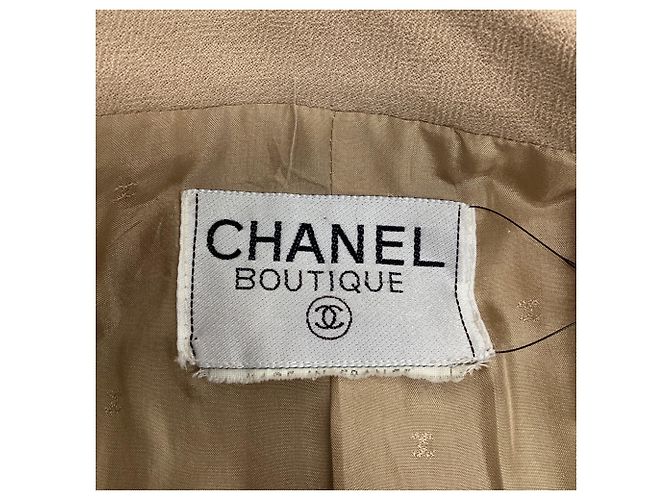 Blazer Chanel de peito único em lã bege - vista 8