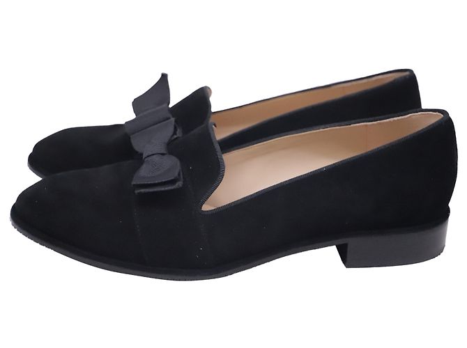 Mocassini bassi Stuart Weitzman Keegan Bow in camoscio nero - vista 4