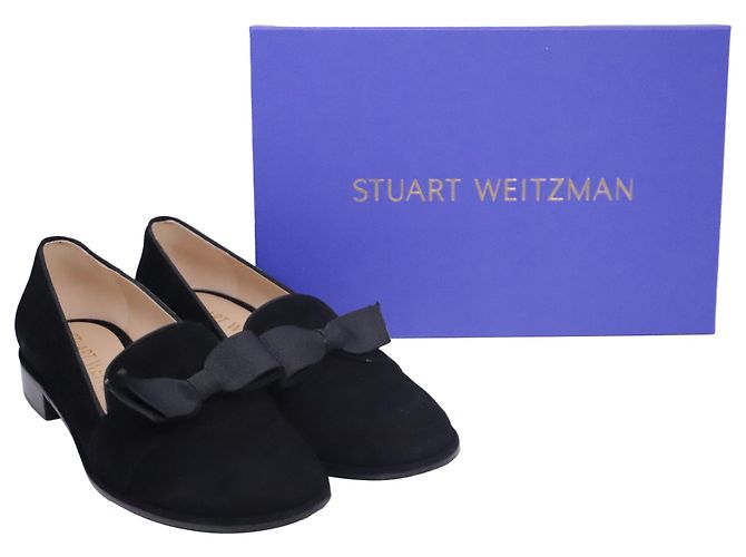 Mocassini bassi Stuart Weitzman Keegan Bow in camoscio nero - vista 6