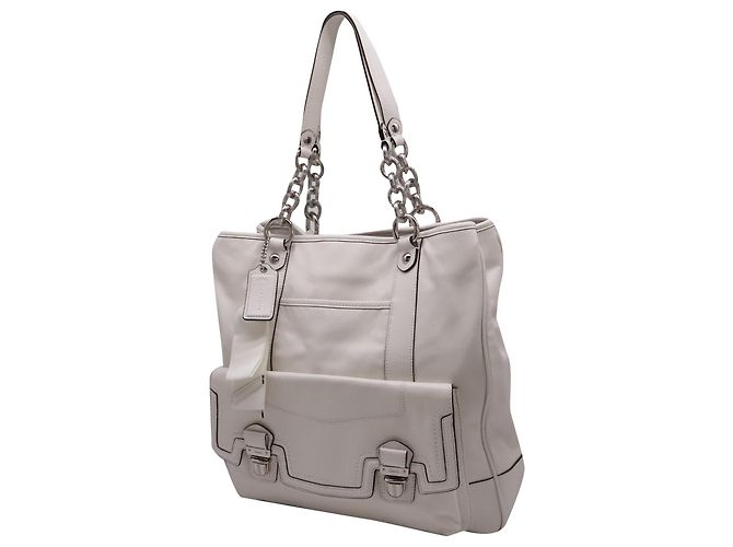 Borsa Tote Coach Poppy con tasca frontale in pelle White - vista 2