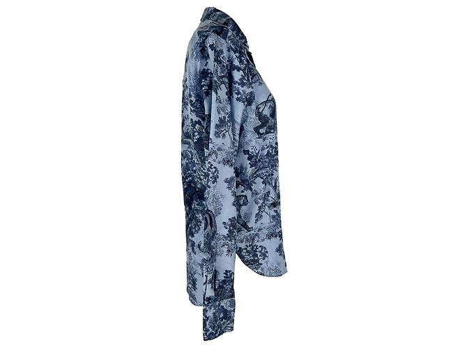 Blusa larga Christian Dior Toile de Jouy en algodón azul - vista 2