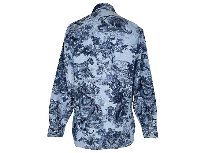 Blusa larga Christian Dior Toile de Jouy en algodón azul - vista 4