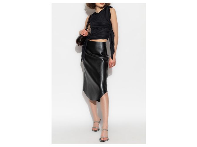 Falda de cuero vegano Diesel negra - vista 2