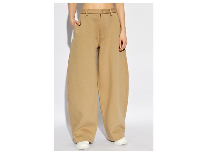 Pantaloni wide-leg beige in cotone Dsquared2 - vista 3