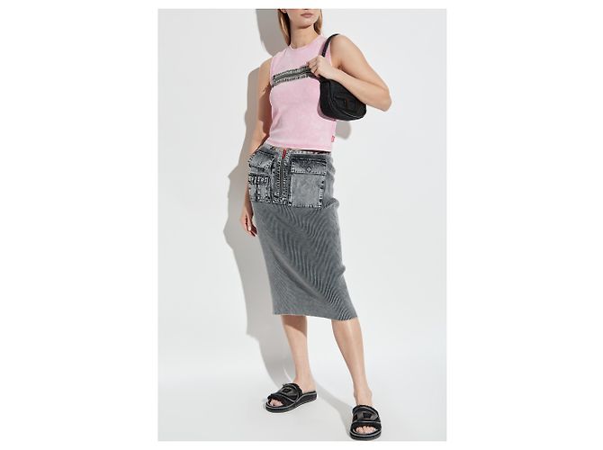 Top cropped T-ARTED Diesel rosa de algodón - vista 2