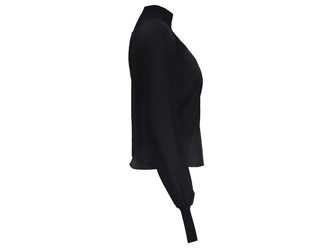 Blusa A.L.C. de cuello cisne y manga dolman larga en acetato negro - vista 3
