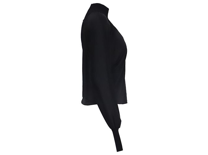Blusa A.L.C. de cuello cisne y manga dolman larga en acetato negro - vista 4