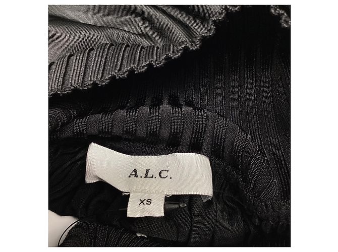 Blusa A.L.C. de cuello cisne y manga dolman larga en acetato negro - vista 8