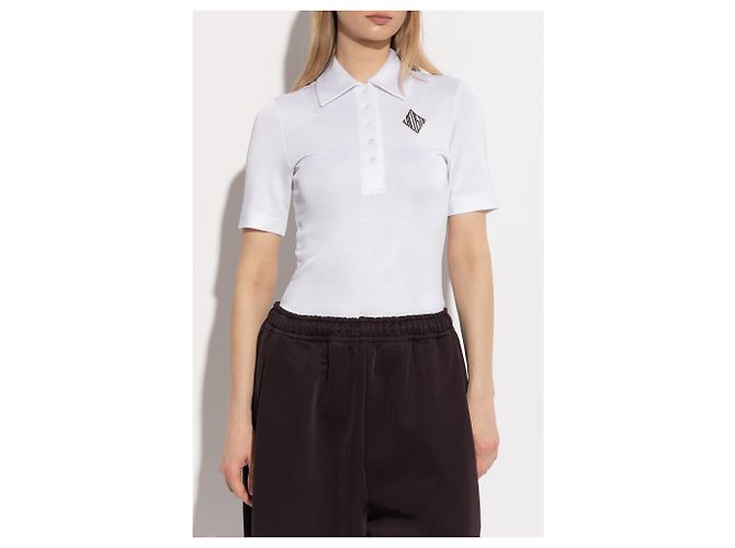 Polo Lacoste bianca con logo in viscosa - vista 3