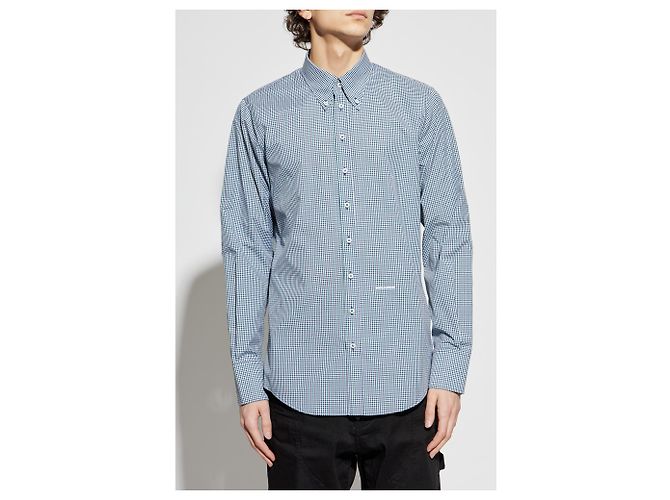 Dsquared2 Checked Cotton Shirt Blue White - view 3