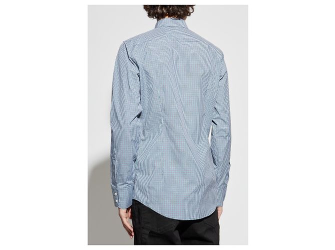 Dsquared2 Checked Cotton Shirt Blue White - view 4