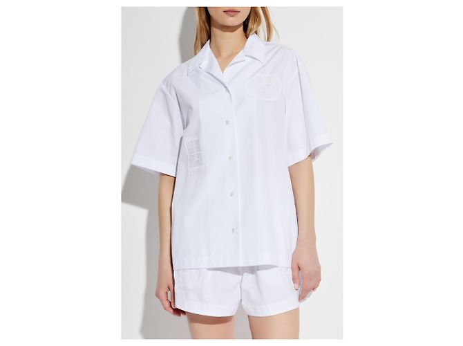 Lacoste Logo Hemd Weiß Baumwolle Kurzarm - Ansicht 3